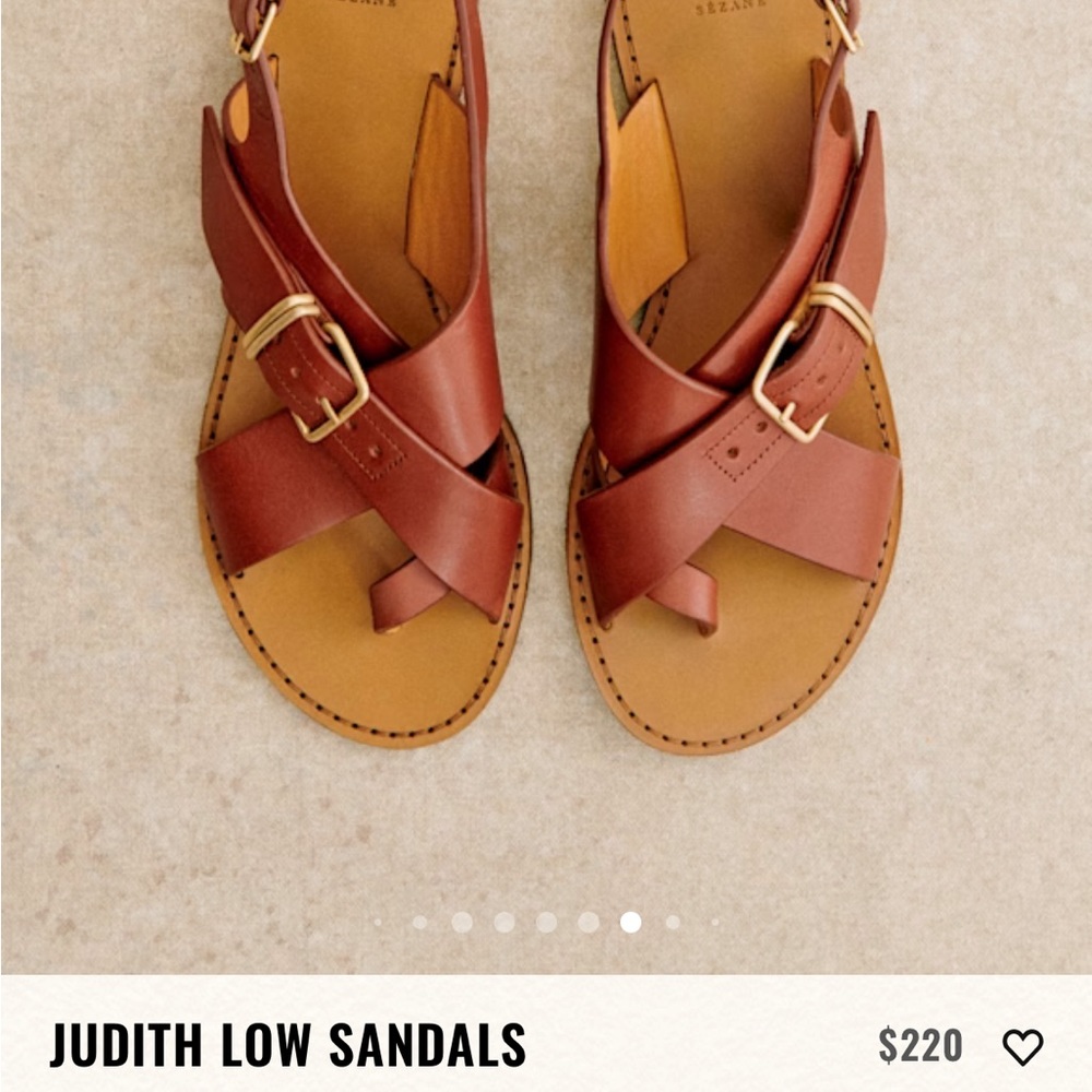 Sezane Brown Leather Cross-Strap Slingback Sandals - Picture 3 of 8